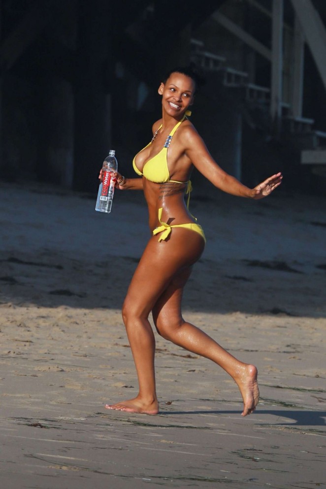 Samantha Mumba in Yellow Bikini in Malibu