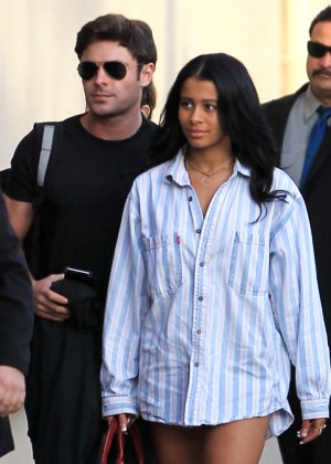 Sami Miro and Zac Efron Arriving at 'Jimmy Kimmel Live' in LA