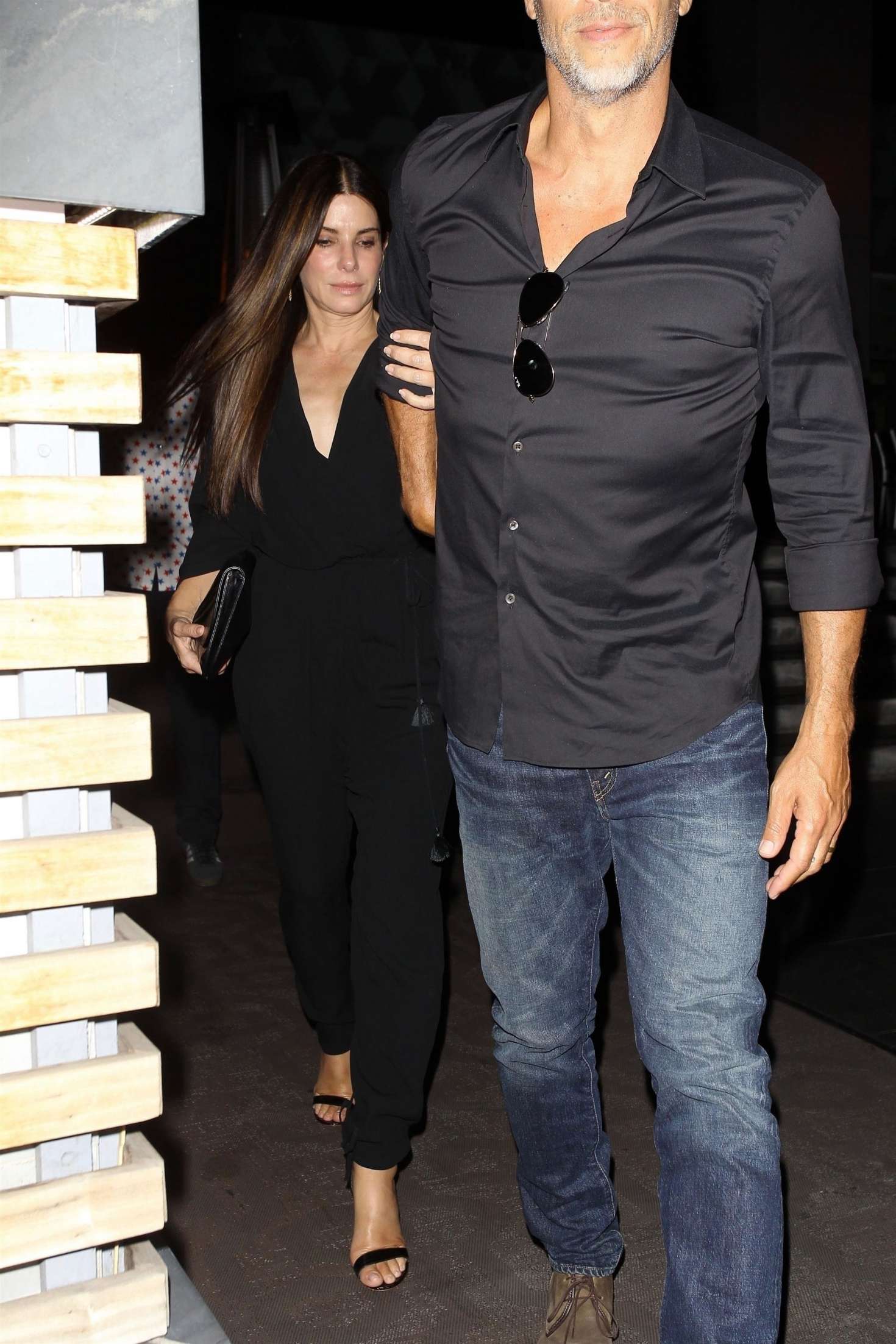 Sandra Bullock and Bryan Randall - Leaving Roku Sushi in West Hollywood. 