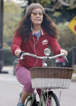 Sandra Oh bike ride in Los Angeles