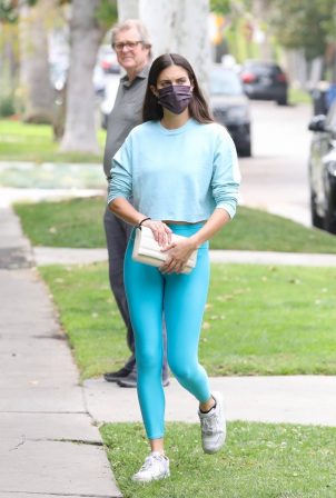 Sara Sampaio – In a blue leggings heading to Pilates in Los