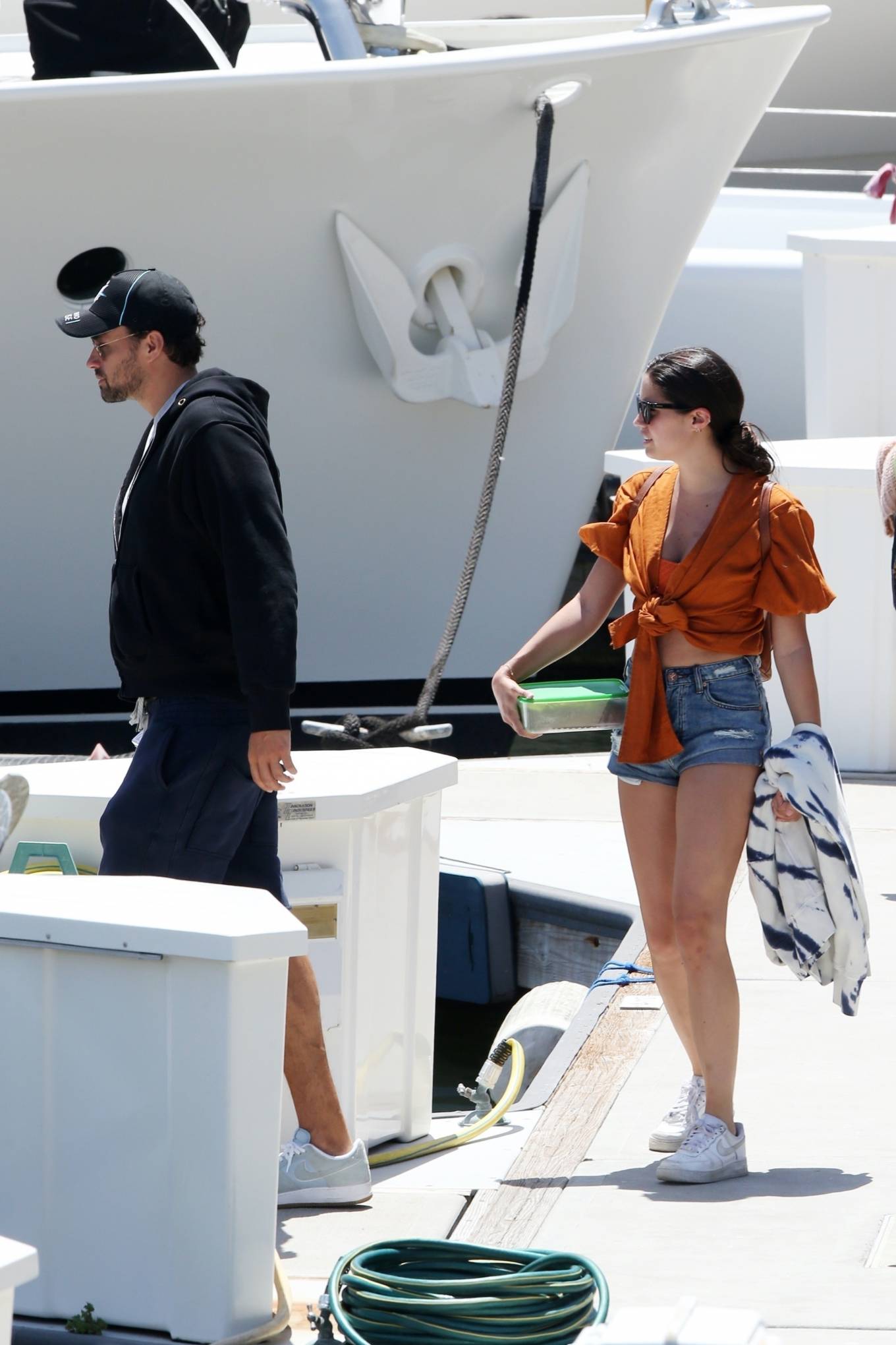 Sara Sampaio in Jeans Shorts â€“ On a boat in Los Angeles