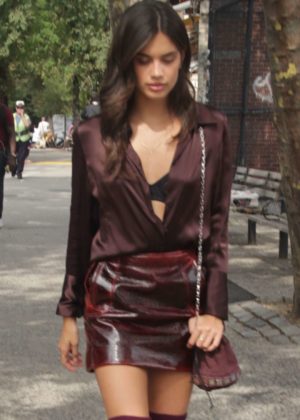 Sara Sampaio - In mini skirt out and about in NYC