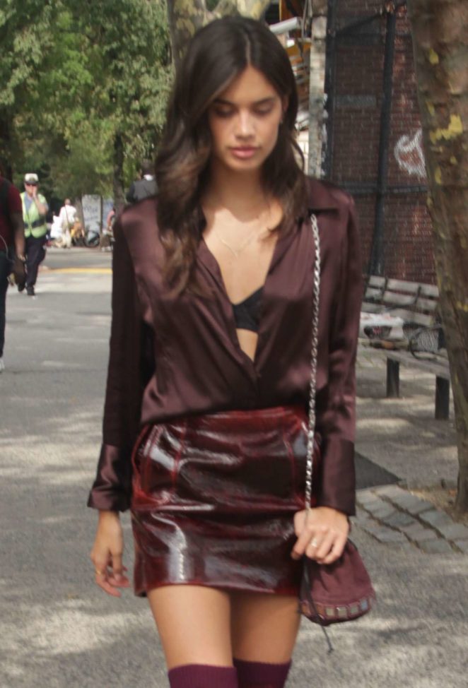 Sara Sampaio - In mini skirt out and about in NYC