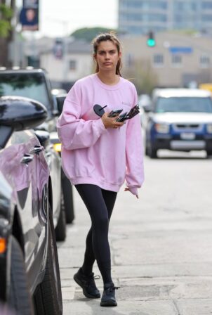 Sara Sampaio - In pink leaving The Dogpound Gym in Los Angeles