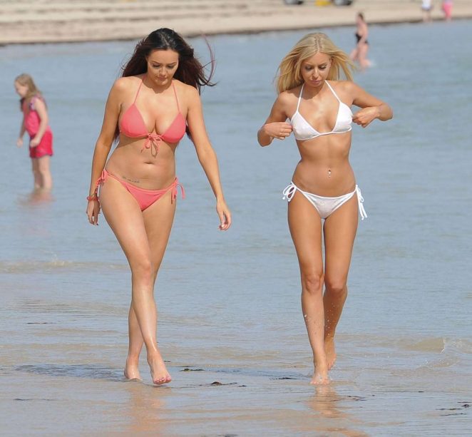 Sarah Goodhart and Holly Rickwood in Bikini on the beach in Ibiza