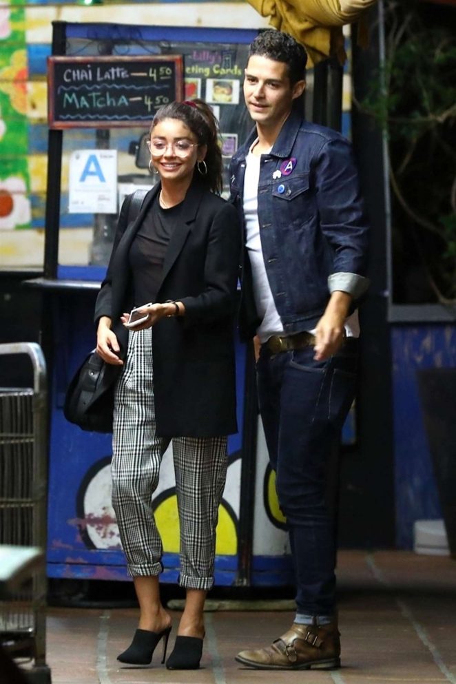 Sarah Hyland and Wells Adams - Leaving Pace restaurant in LA
