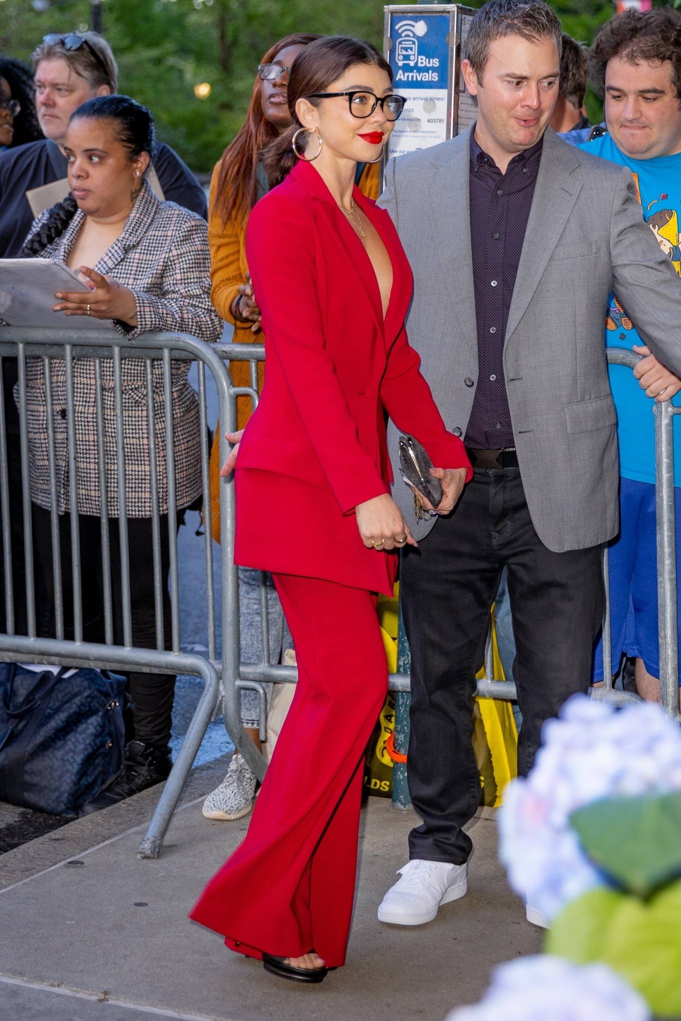 Sarah Hyland - In a red pantsuit at the NBC Upfronts dinner at Marea in New York