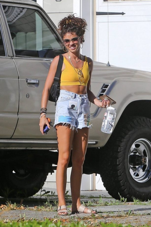 Sarah Hyland - Wearing denim shorts while out in Los Angeles