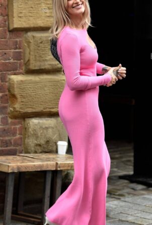 Sarah Jayne Dunn - In tight pink dress as she leaves a photo shoot in Manchester
