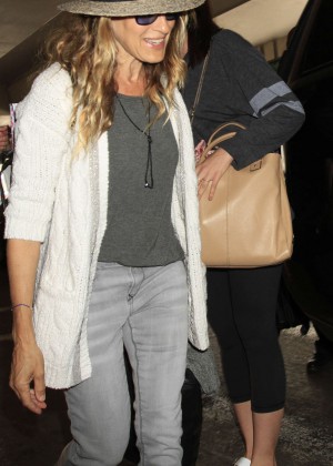 Sarah Jessica Parker in grey jeans at LAX in Los Angeles