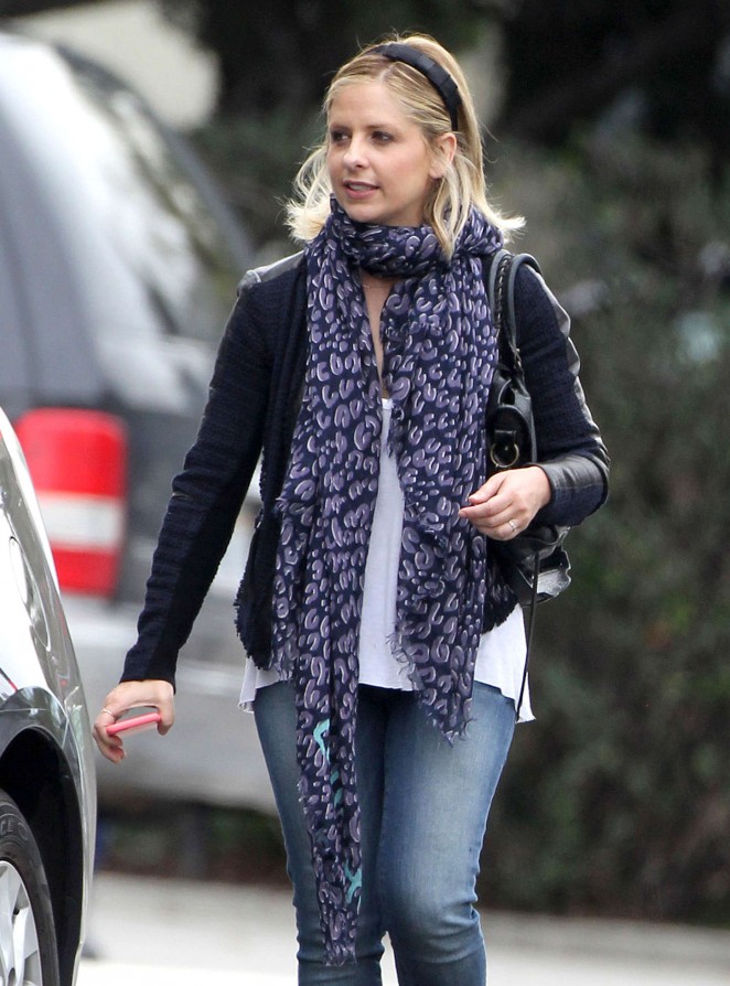 Sarah Michelle Gellar in jeans out in Brentwood