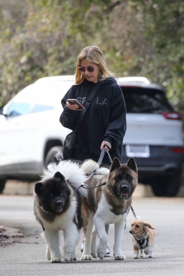Sarah Michelle Gellar - Taking her 3 dogs for a morning walk in Brentwood