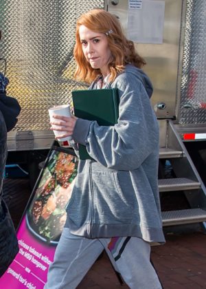 Sarah Paulson - Filming on the set of 'Glass' in Philadelphia