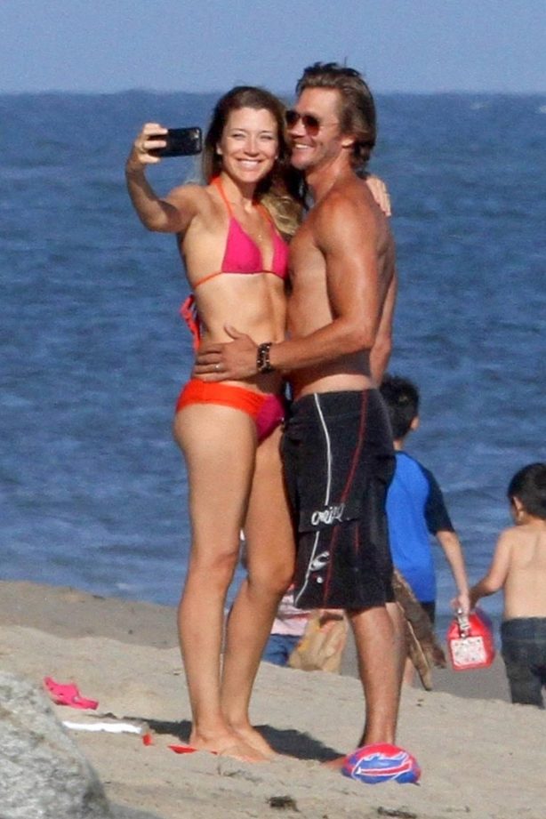 Sarah Roemer in Red Bikini and Chad Michael Murray at the beach in Malibu