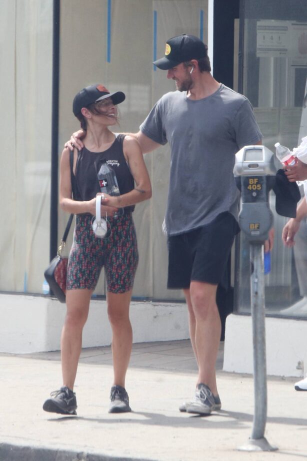 Sarah Shahi - Spotted with Adam Demos arriving at the gym in Los Angeles