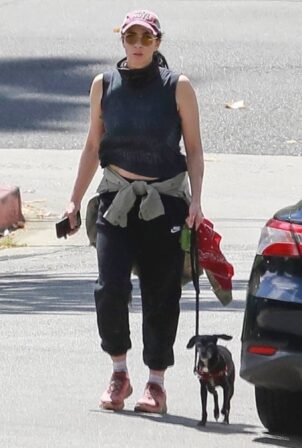 Sarah Silverman - walk with her dog at Griffith Park in Los Angeles