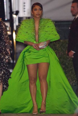 Saweetie - In a green dress while leaving Vanity Fair after party in Beverly Hills