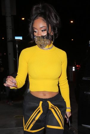 Saweetie - Night out in yellow at Catch LA in West Hollywood