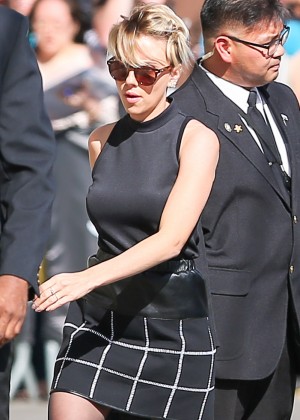 Scarlett Johansson in Mini Skirt at 'Jimmy Kimmel Live!' in Hollywood