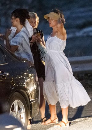 Scarlett Johansson in White Dress out in Greece