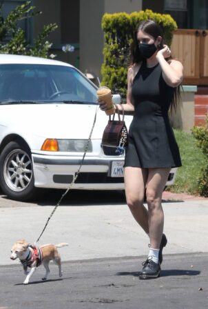 Scout Willis - In mini dress walk with her pup in West Hollywood