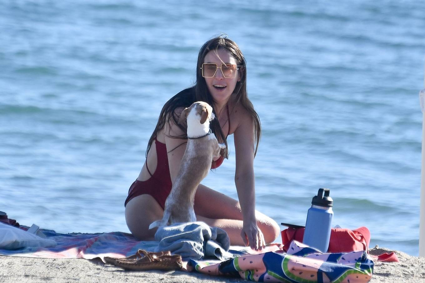 Scout Willis - Pictured in a red swimsuit at a beach in Malibu.