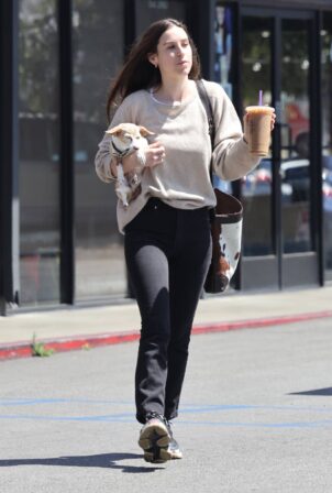 Scout Willis - With her pooch stopping by Coffee Bean in Los Feliz