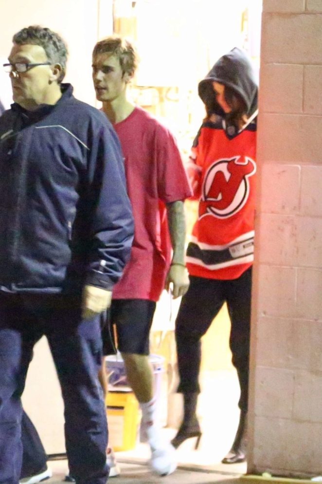 Selena Gomez and Justin Bieber - Leaves LA Kings Valley Ice Center in LA