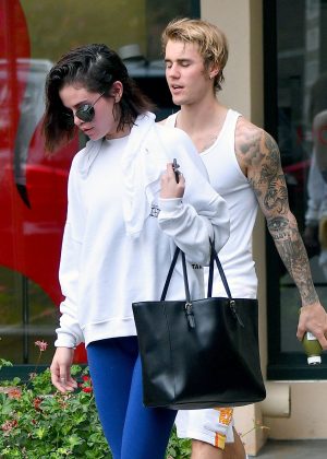 Selena Gomez and Justin Bieber - Lleaving a pilates studio in West Hollywood