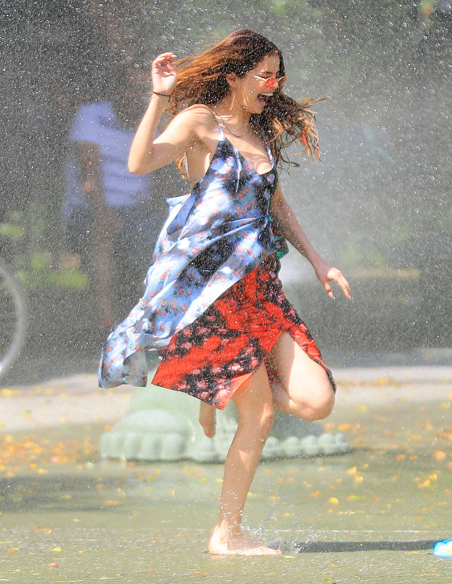 Selena Gomez at a Water Playground in Brooklyn