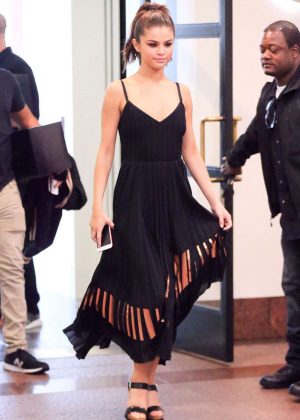 Selena Gomez in Black Dress at Radio Disney Studios -09 | GotCeleb