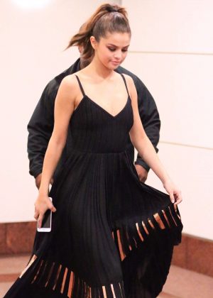 Selena Gomez in Black Dress at Radio Disney Studios in LA