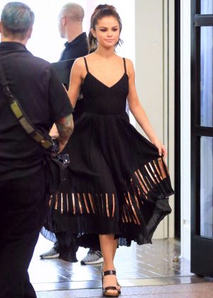 Selena Gomez in Black Dress at Radio Disney Studios -09 | GotCeleb