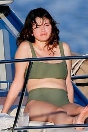 Selena Gomez - In green bikini on a luxury yacht in Hawaii