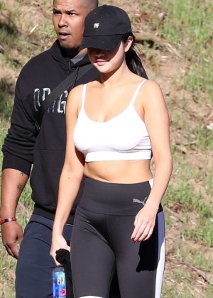 Selena Gomez in Tights - Hiking with friends in Malibu