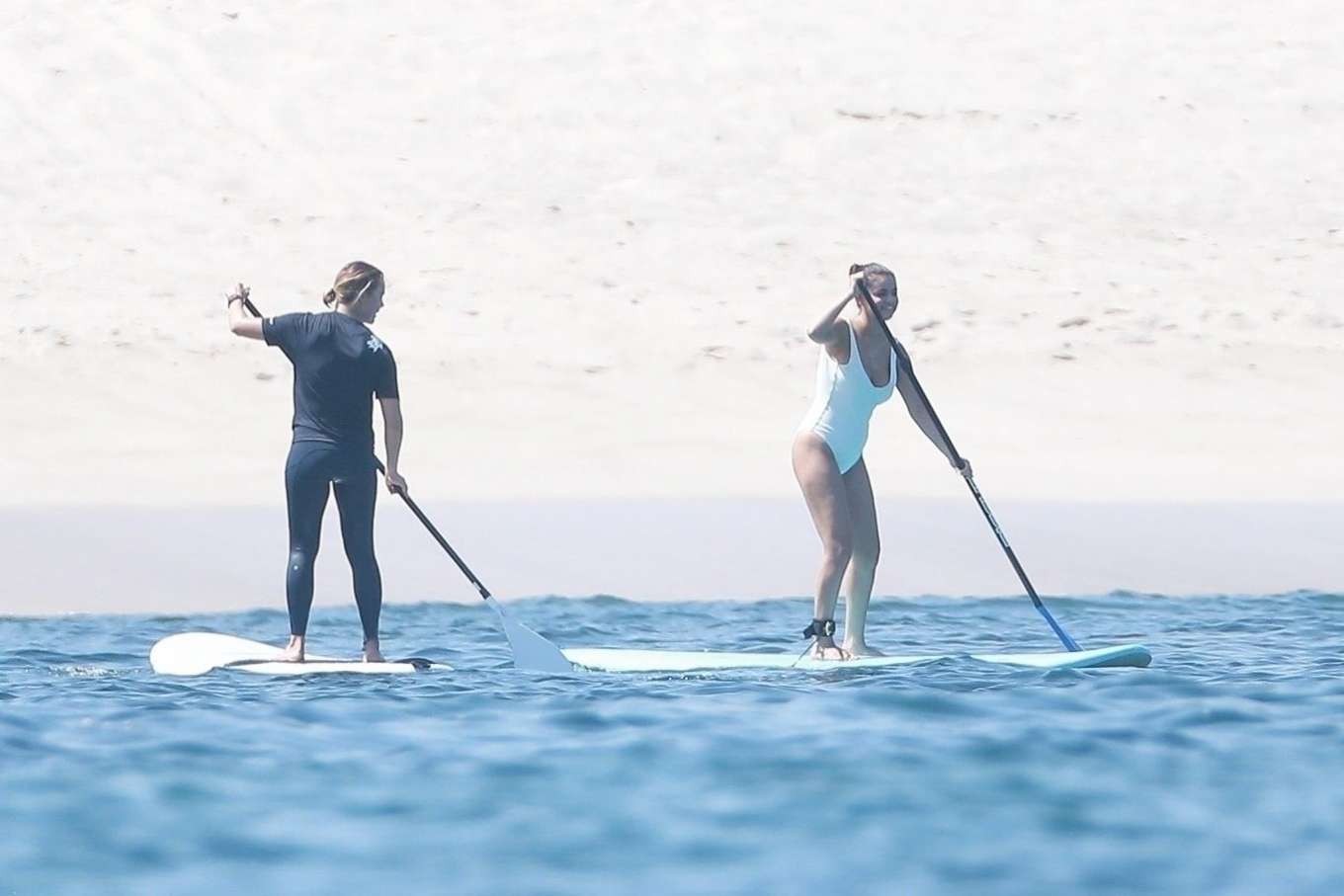Selena Gomez 2019 : Selena Gomez in White Swimsuit Paddleboarding-16