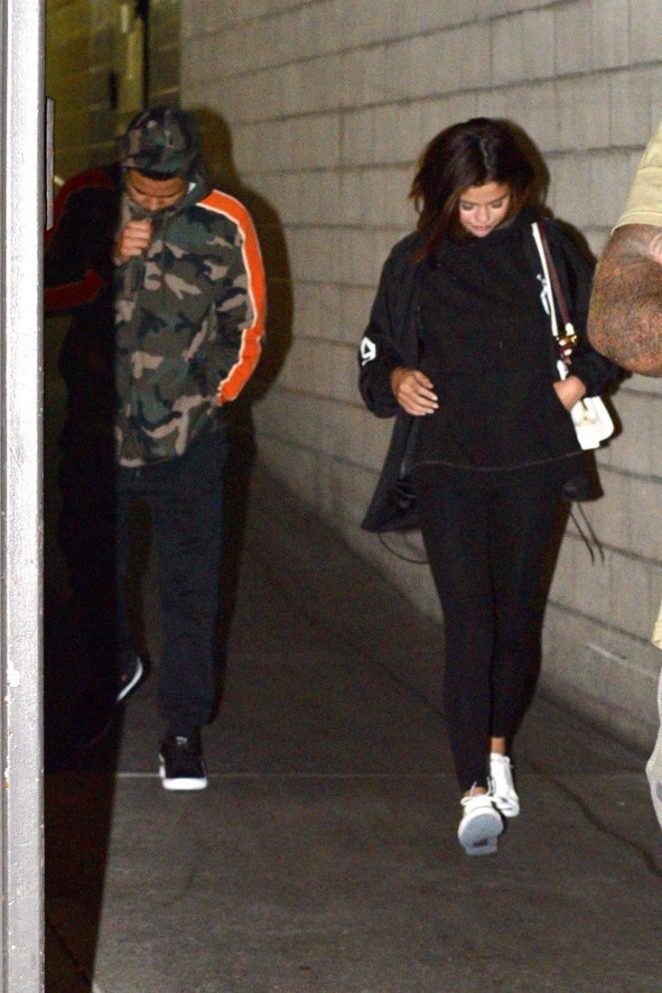 Selena Gomez with The Weeknd at The Grove in West Hollywood