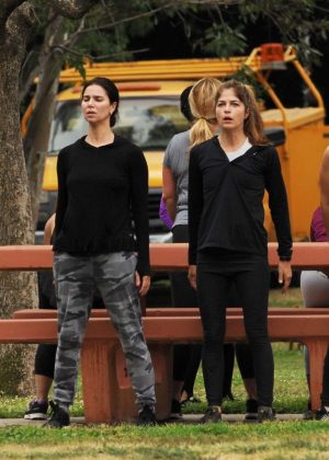 Selma Blair and Roselyn Sanchez - Working Out at a Park in Studio City