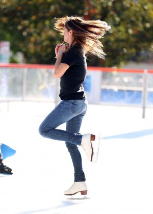 Selma Blair in Jeans ice skating in Los Angeles
