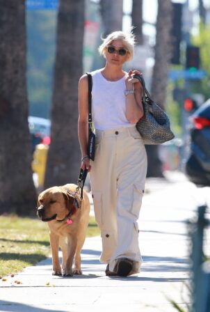 Selma Blair - On a walk with her dog in Studio City