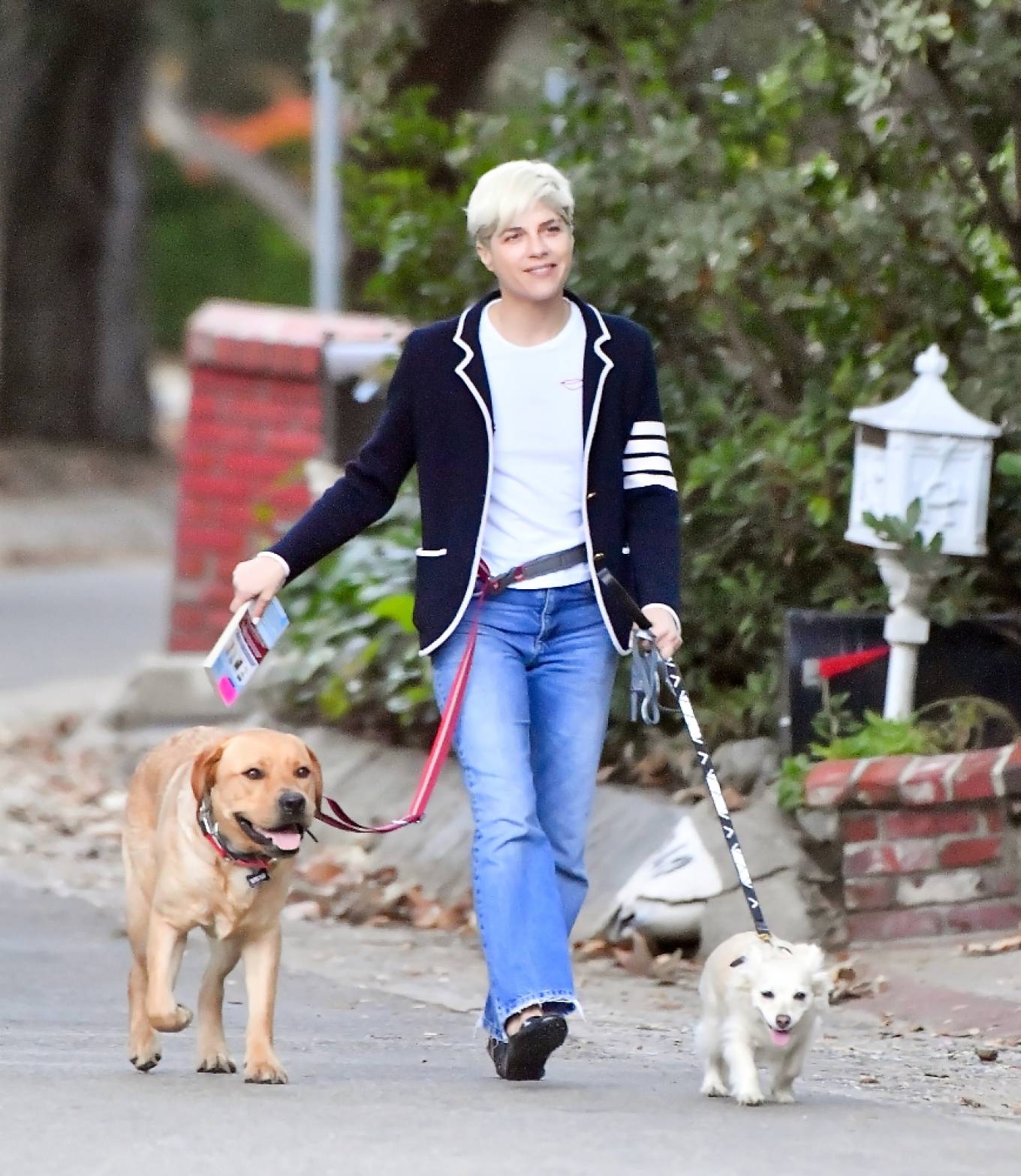 Selma Blair - Seen walking her two dogs in Los Angeles