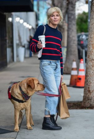 Selma Blair - Seen with her service dog Scout near her home in Studio City