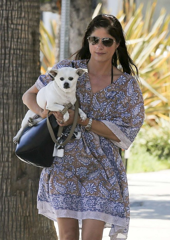 Selma Blair with her dog out in Studio City