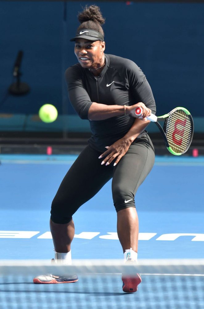 Serena Williams at a Wilson Racquet Promotion and a practice session in Melbourne