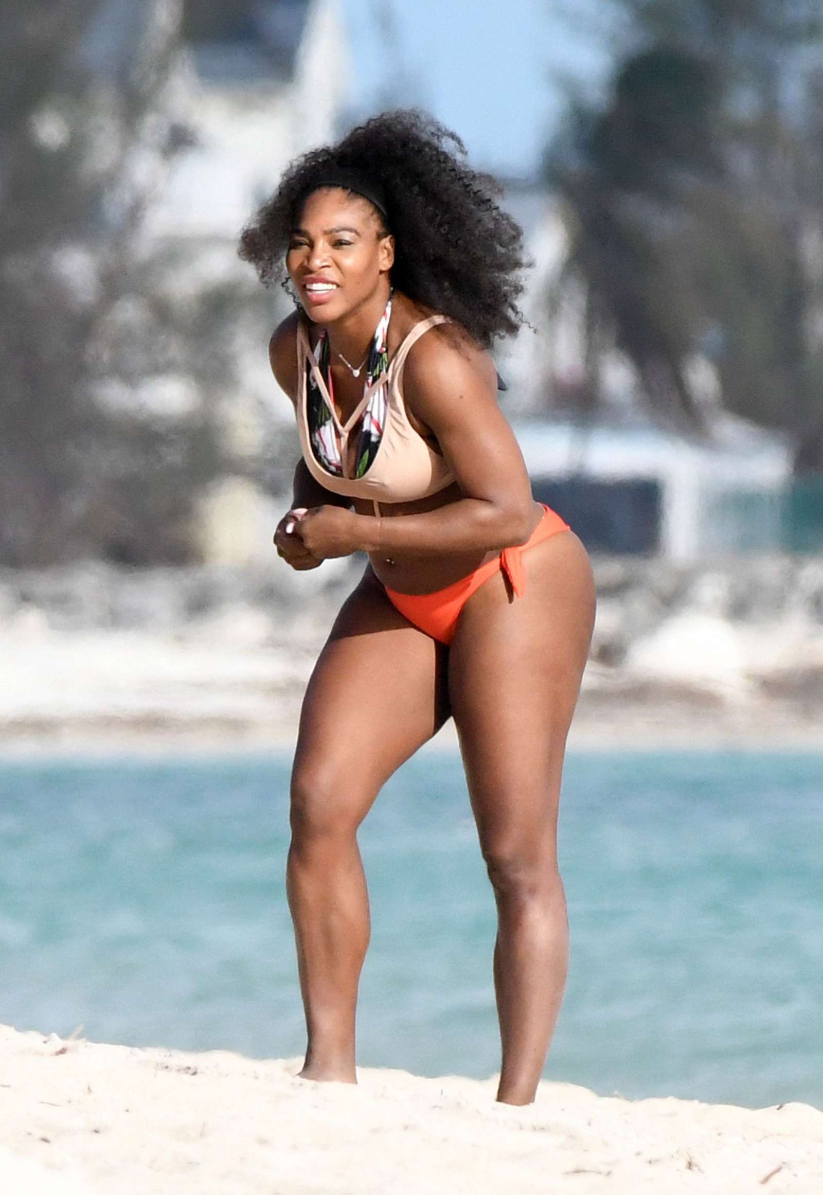 Serena Williams in Bikini on the beach in Bahamas. 