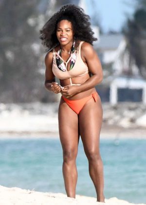 Serena Williams in Bikini on the beach in Bahamas