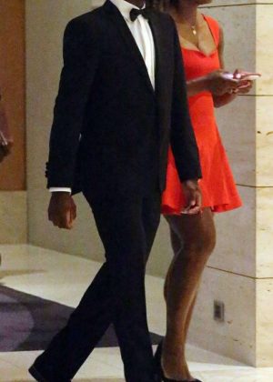 Serena Williams in Red Dress - Out in Perth