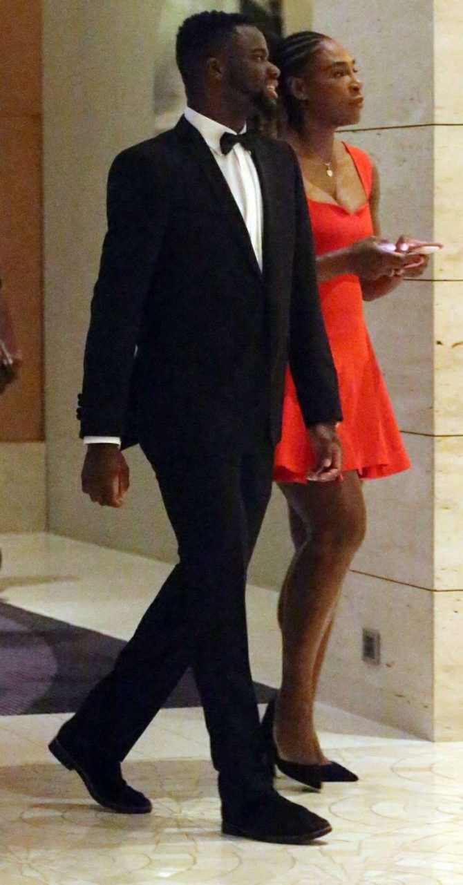 Serena Williams in Red Dress - Out in Perth