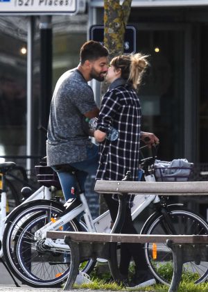 Shailene Woodley and Ben Volavola bike riding in Bordeaux